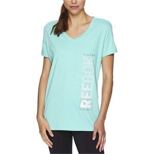 Reebok Womens Ondas Workout Graphic T-Shirt, Blue, NWT